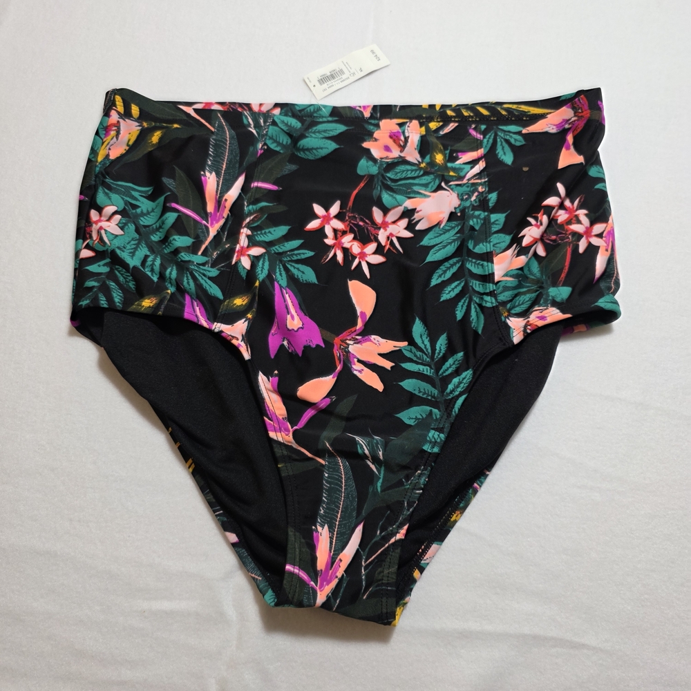Old Navy Black and Pink Floral‎ Bikini